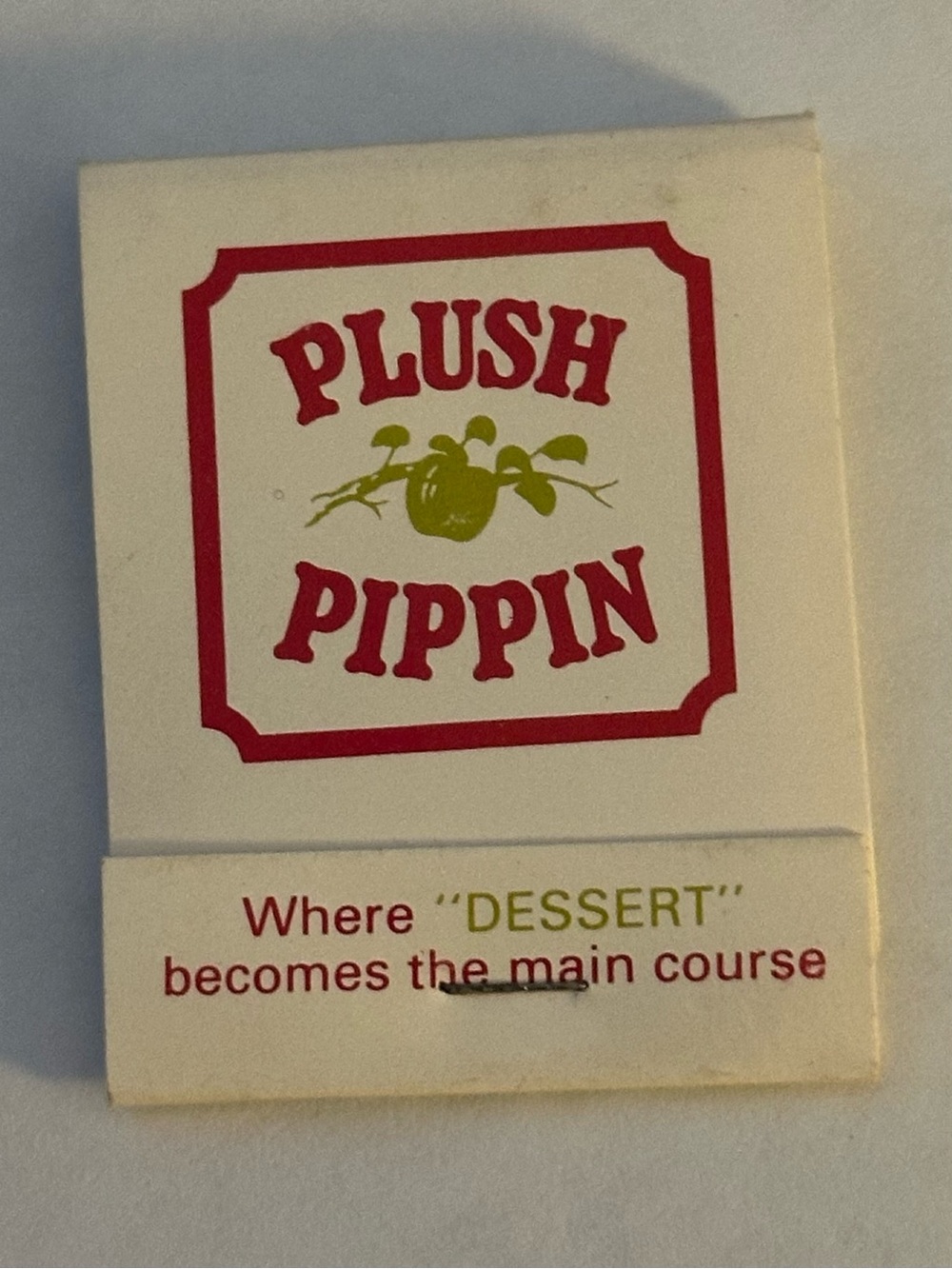 Vintage Matchbook Plush Pippin Dessert Pie Shop Restaurant Portland Boise Duluth